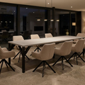 Essgruppe Dunaj - Kaschmir-Beige mit 8 Stühlen in Leinen Beige für 8 Personen