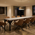 Essgruppe Dunaj - Kaschmir-Beige mit 10 Stühlen in Chenille Orange für 10 Personen