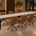 Essgruppe Dunaj - Kaschmir-Beige mit 8 Stühlen in Kunstleder Braun für 8 Personen