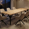 Essgruppe Dunaj - Eiche Craft Gold mit 8 Stühlen in Leinen Beige für 8 Personen