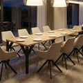 Essgruppe Dunaj - Eiche Artisan mit 10 Stühlen in Leinen Beige für 10 Personen