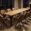 Essgruppe Dunaj - Eiche Artisan mit 10 Stühlen in Chenille Orange für 10 Personen
