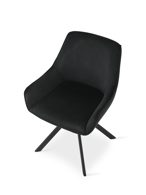 Essgruppe Appia White - Eiche Cremona mit 6 Stühlen in Samt Schwarz für 6 Personen
