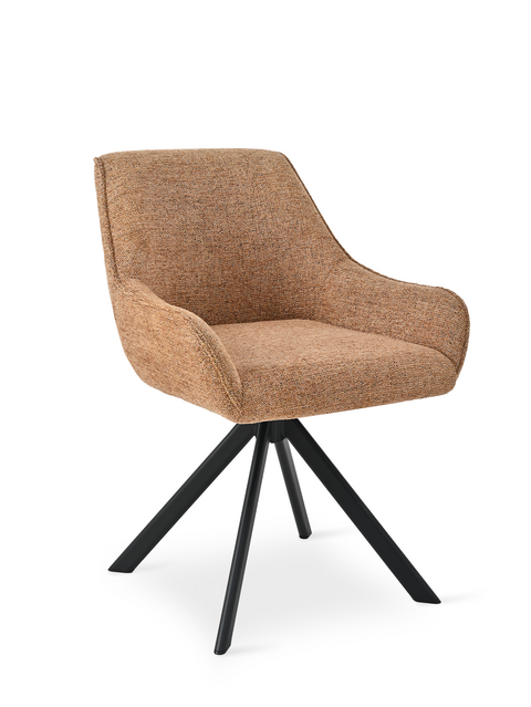 Essgruppe Appia White - Eiche Craft Gold mit 6 Stühlen in Chenille Orange für 6 Personen