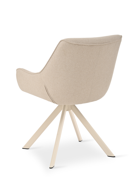 Essgruppe Appia White - Eiche Craft Gold mit 8 Stühlen in Leinen Beige mit beigem Gestell für 8 Personen