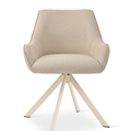 Essgruppe Appia White - Eiche Craft Gold mit 8 Stühlen in Leinen Beige mit beigem Gestell für 8 Personen