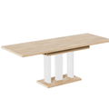 Essgruppe Appia White - Eiche Cremona mit 6 Stühlen in Chenille Dunkelblau für 6 Personen