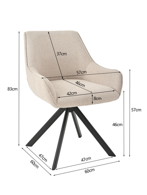 Essgruppe Appia White - Beton Dunkel mit 8 Stühlen in Leinen Beige für 8 Personen