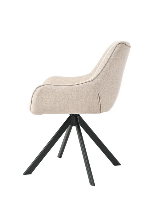 Essgruppe Lara White - Eiche Wotan mit 8 Stühlen in Leinen Beige für 8 Personen