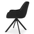Essgruppe Lara White - Eiche Cremona mit 6 Stühlen in Samt Schwarz für 6 Personen