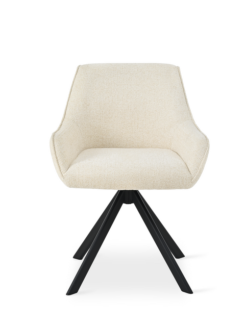 Essgruppe Dunaj - Eiche Stirling mit 8 Stühlen in Chenille Cremeweiß für 8 Personen