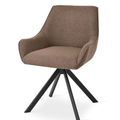Essgruppe Dunaj - Beton Dunkel mit 10 Stühlen in Leinen Braun für 10 Personen