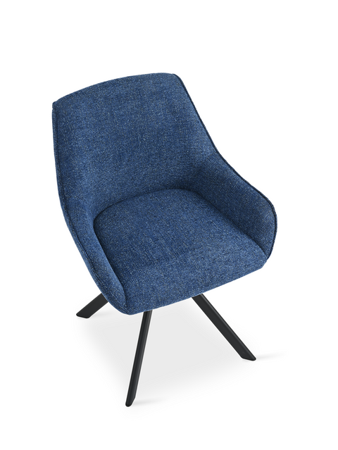 Essgruppe Dunaj - Eiche Artisan mit 12 Stühlen in Chenille Dunkelblau für 12 Personen