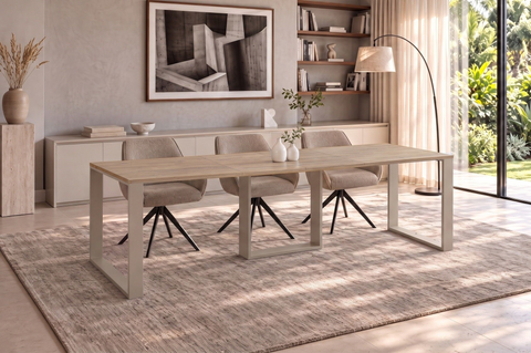 Ausziehbarer Esstisch Borys 130-210 x 80 cm für 4 6 8 Personen, Eiche Cremona, Kufengestell Kaschmir matt, Bild 1