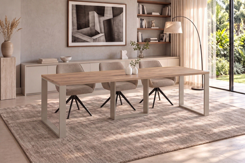 Ausziehbarer Esstisch Borys 130-210 x 80 cm für 4 6 8 Personen, Eiche Craft Gold, Kufengestell Kaschmir matt, Bild 1
