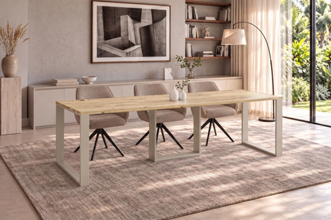 Ausziehbarer Esstisch Borys 130-210 x 80 cm für 4 6 8 Personen, Eiche Artisan, Kufengestell Kaschmir matt, Bild 1