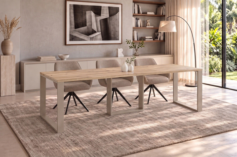 Ausziehbarer Esstisch Borys 130-210 x 80 cm für 4 6 8 Personen, Eiche Evoke, Kufengestell Kaschmir matt, Bild 1