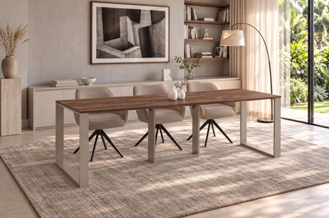 Ausziehbarer Esstisch Borys 130-210 x 80 cm für 4 6 8 Personen, Eiche Stirling, Kufengestell Kaschmir matt, Bild 1