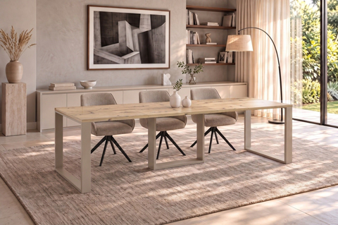 Ausziehbarer Esstisch Borys 130-250 x 80 cm für 4 6 8 10 Personen, Eiche Artisan, Kufengestell Kaschmir matt, Bild 1