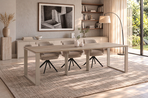 Ausziehbarer Esstisch Borys Max 130-250 x 85 cm für 4 6 8 10 Personen, Eiche Cremona, Kufengestell Kaschmir matt, Bild 1