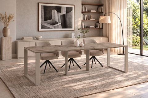 Ausziehbarer Esstisch Borys Max 130-250 x 85 cm für 4 6 8 10 Personen, Eiche Wotan, Kufengestell Kaschmir matt, Bild 1