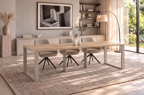 Ausziehbarer Esstisch Borys 130-250 x 80 cm für 4 6 8 10 Personen, Eiche Evoke, Kufengestell Kaschmir matt, Bild 1