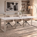Ausziehbarer Esstisch Borys Max 130-250 x 85 cm für 4 6 8 10 Personen, Weiß Hochglanz, Kufengestell Kaschmir matt, Bild 1