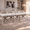 Ausziehbarer Esstisch Borys 130-290 x 80 cm für 4 6 8 10 12 Personen, Weiß Hochglanz, Kufengestell Kaschmir matt, Bild 1