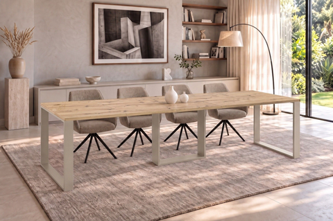 Ausziehbarer Esstisch Borys Bis 130-310 x 90 cm für 4 6 8 10 12 Personen, Eiche Artisan, Kufengestell Kaschmir matt, Bild 1