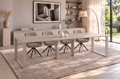Ausziehbarer Esstisch Borys Bis 130-310 x 90 cm für 4 6 8 10 12 Personen, Kaschmir, Kufengestell Kaschmir matt, Bild 1