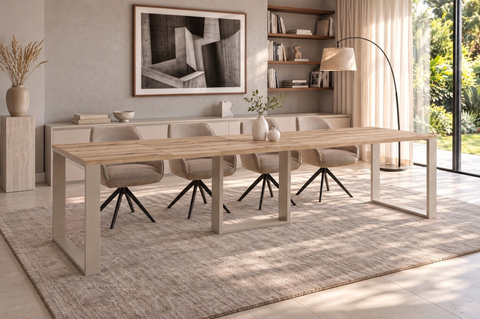 Ausziehbarer Esstisch Borys Max 130-330 x 85 cm für 4 6 8 10 12 14 Personen, Eiche Evoke, Kufengestell Kaschmir matt, Bild 1