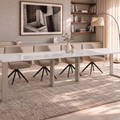 Ausziehbarer Esstisch Borys 130-330 x 80 cm für 4 6 8 10 12 14 Personen, Weiß Hochglanz, Kufengestell Kaschmir matt, Bild 1