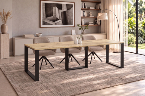 Ausziehbarer Esstisch Borys 130-210 x 80 cm für 4 6 8 Personen, Eiche Artisan, Kufengestell Schwarz, Bild 1