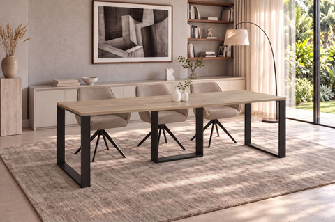 Ausziehbarer Esstisch Borys 130-210 x 80 cm für 4 6 8 Personen, Eiche Cremona, Kufengestell Schwarz, Bild 1