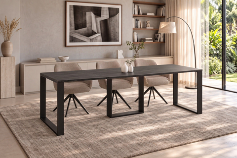 Ausziehbarer Esstisch Borys 130-210 x 80 cm für 4 6 8 Personen, Beton Dunkel, Kufengestell Schwarz, Bild 1