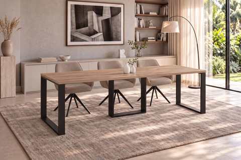 Ausziehbarer Esstisch Borys 130-210 x 80 cm für 4 6 8 Personen, Eiche Craft Gold, Kufengestell Schwarz, Bild 1
