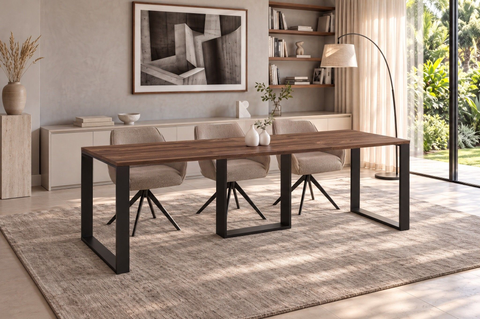 Ausziehbarer Esstisch Borys 130-210 x 80 cm für 4 6 8 Personen, Eiche Stirling, Kufengestell Schwarz, Bild 1