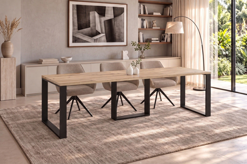 Ausziehbarer Esstisch Borys 130-210 x 80 cm für 4 6 8 Personen, Eiche Evoke, Kufengestell Schwarz, Bild 1