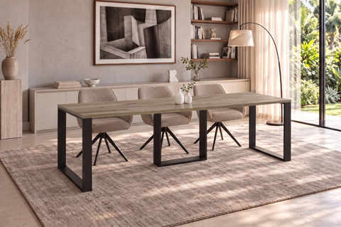 Ausziehbarer Esstisch Borys 130-210 x 80 cm für 4 6 8 Personen, Eiche Wotan, Kufengestell Schwarz, Bild 1