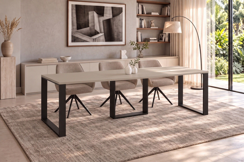 Ausziehbarer Esstisch Borys 130-210 x 80 cm für 4 6 8 Personen, Kaschmir, Kufengestell Schwarz, Bild 1