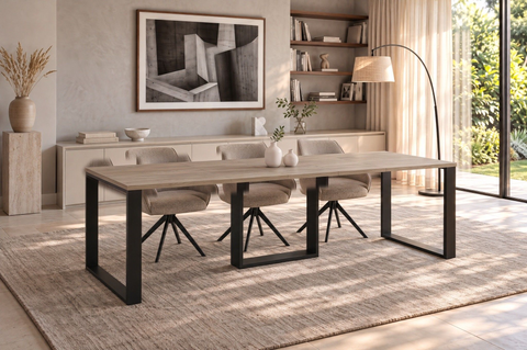 Ausziehbarer Esstisch Borys 130-250 x 80 cm für 4 6 8 10 Personen, Eiche Cremona, Kufengestell Schwarz, Bild 1