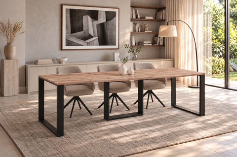 Ausziehbarer Esstisch Borys 130-250 x 80 cm für 4 6 8 10 Personen, Eiche Craft Gold, Kufengestell Schwarz, Bild 1