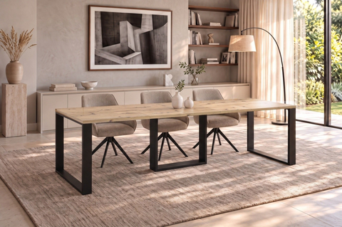 Ausziehbarer Esstisch Borys Max 130-250 x 85 cm für 4 6 8 10 Personen, Eiche Artisan, Kufengestell Schwarz, Bild 1