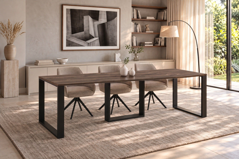 Ausziehbarer Esstisch Borys 130-250 x 80 cm für 4 6 8 10 Personen, Eiche Stirling, Kufengestell Schwarz, Bild 1