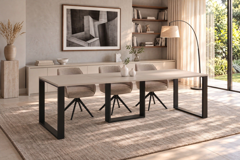 Ausziehbarer Esstisch Borys 130-250 x 80 cm für 4 6 8 10 Personen, Kaschmir, Kufengestell Schwarz, Bild 1