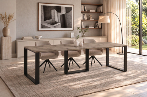 Ausziehbarer Esstisch Borys 130-250 x 80 cm für 4 6 8 10 Personen, Eiche Wotan, Kufengestell Schwarz, Bild 1