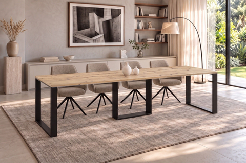 Ausziehbarer Esstisch Borys 130-290 x 80 cm für 4 6 8 10 12 Personen, Eiche Artisan, Kufengestell Schwarz, Bild 1