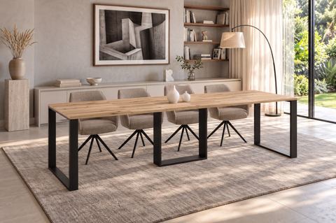 Ausziehbarer Esstisch Borys 130-290 x 80 cm für 4 6 8 10 12 Personen, Eiche Evoke, Kufengestell Schwarz, Bild 1
