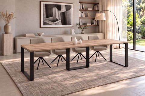 Ausziehbarer Esstisch Borys 130-290 x 80 cm für 4 6 8 10 12 Personen, Eiche Craft Gold, Kufengestell Schwarz, Bild 1