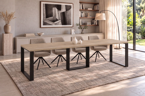 Ausziehbarer Esstisch Borys 130-290 x 80 cm für 4 6 8 10 12 Personen, Eiche Cremona, Kufengestell Schwarz, Bild 1